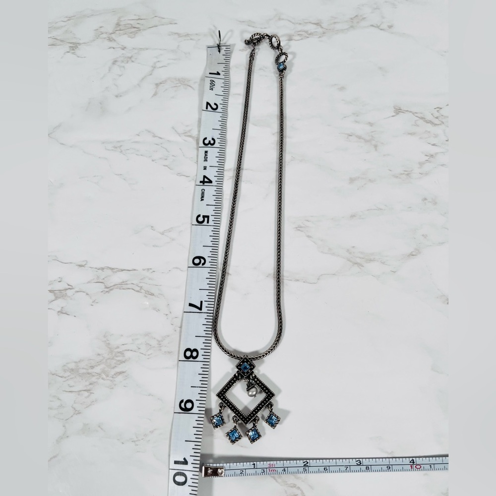 Vintage Black Chain & Topaz Pendant Necklace - Picture 8 of 9